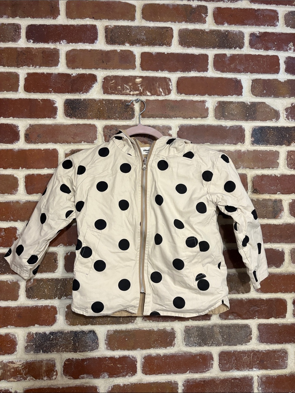 Elisabeth + Faith Cream Polka Dot Kids Hooded Jacket 100% cotton, 120 size 6